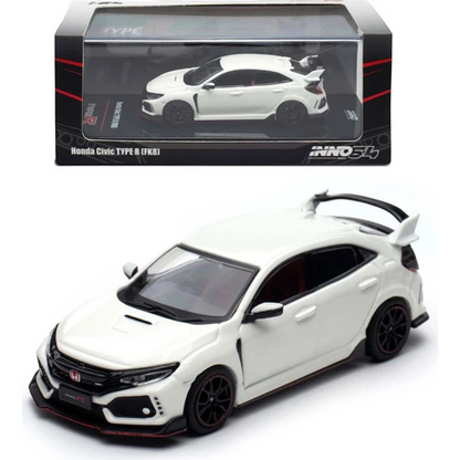 Lot57Supplies Diecast Shop INNO64 white Honda Civic Type-R FK8 1:64 scale die-cast model car with black spoiler
