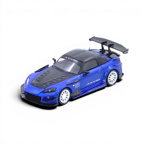 Lot57Supplies Diecast Shop INNO64 Honda S2000 J's Racing diecast model car in blue with carbon fiber hood and spoiler
