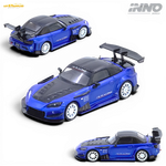 Lot57Supplies Diecast Shop 1:64 scale blue Honda S2000 J's Racing diecast model car with white wheels and rear wing