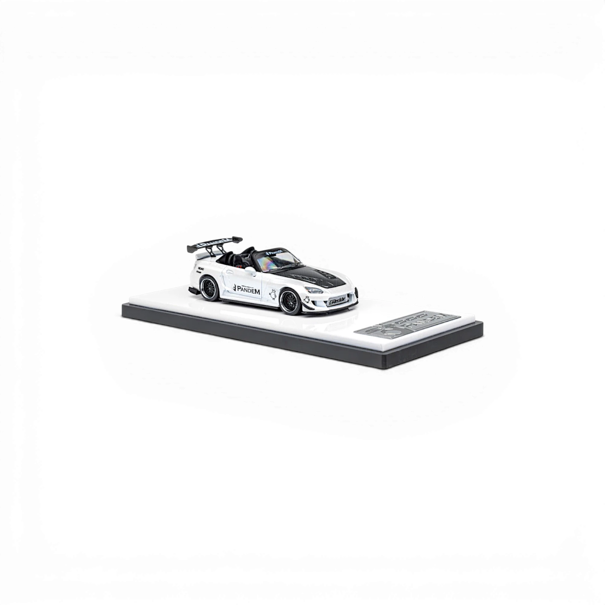 Microturbo Honda S2000 RB diecast model in metallic white from Lot57Supplies Diecast Shop with Pandem widebody kit.