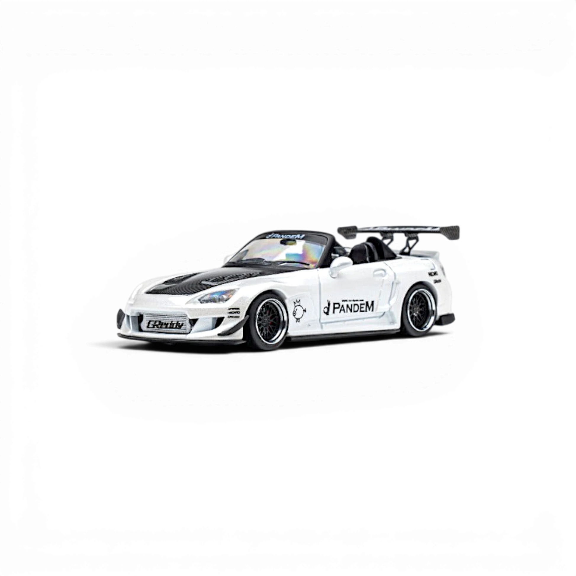 Lot57Supplies Diecast Shop Microturbo 1:64 metallic white Honda S2000 RB diecast model with Pandem widebody kit.