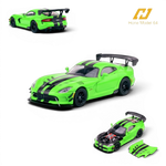 Lot57Supplies Diecast Shop Hone Model Dodge Viper ACR 1:64 scale diecast model in Viper Green with black racing stripes. Features magnetic hood and engine details.
