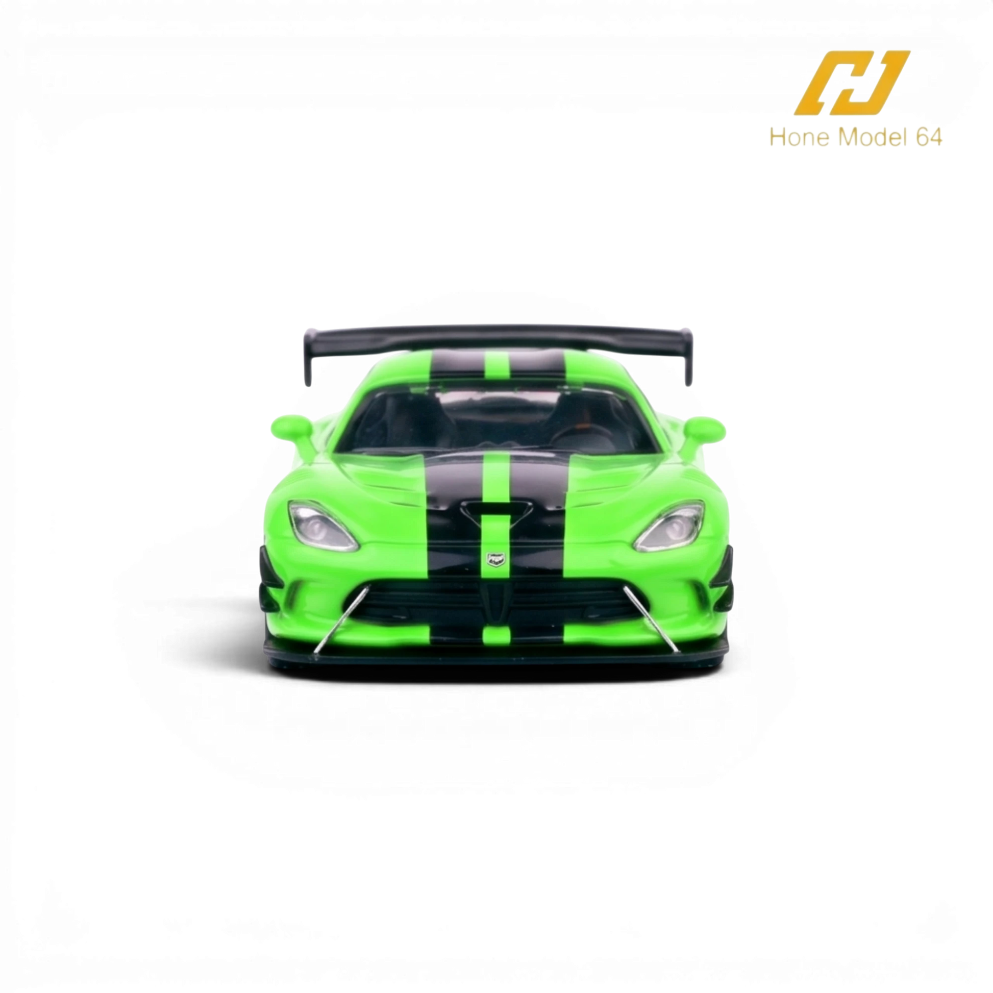 Lot57Supplies Diecast Shop Hone Model Dodge Viper ACR 1:64 scale diecast model in Viper Green with black racing stripes and a rear spoiler.