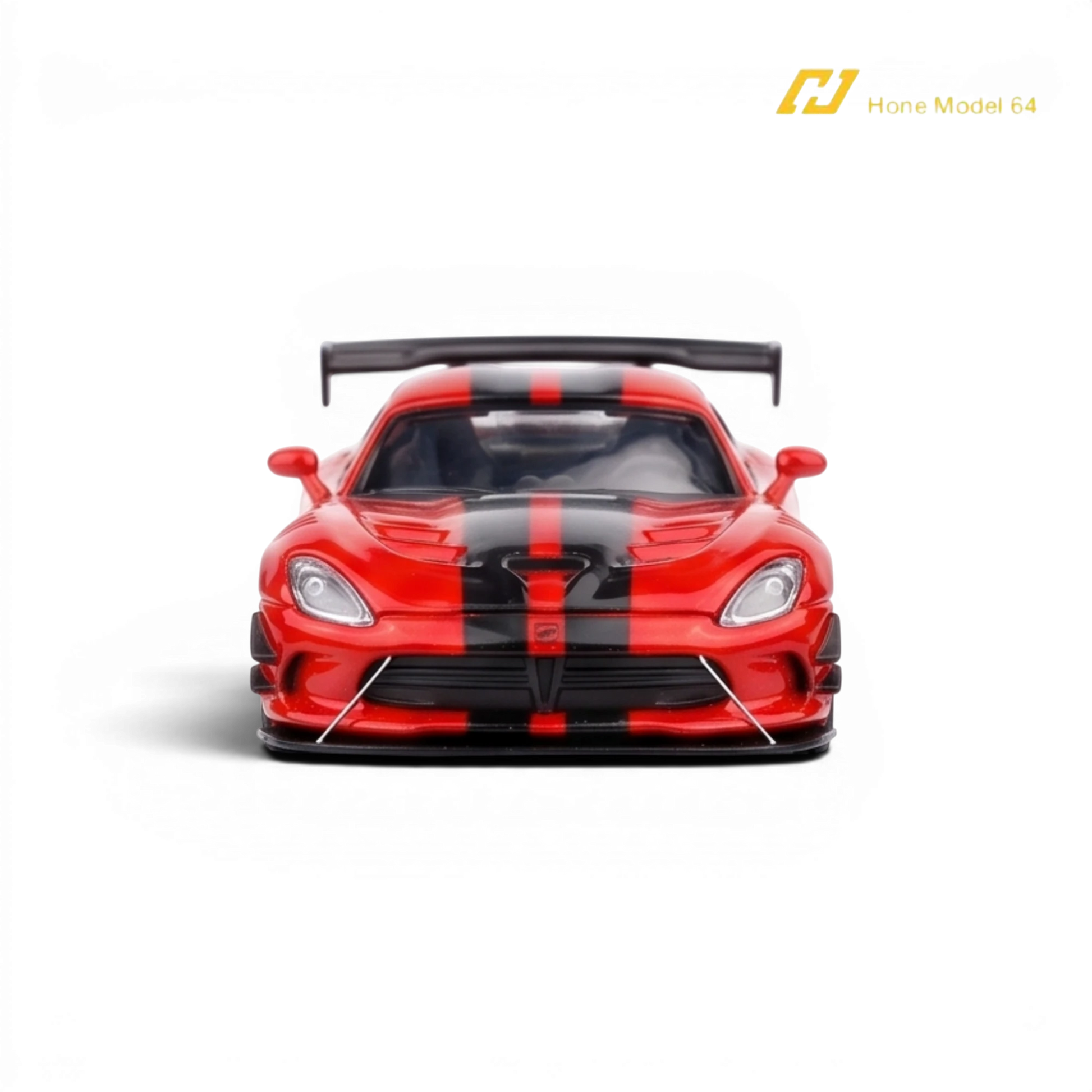 Lot57Supplies Diecast Shop transparent red 1:64 scale Hone Model Dodge Viper ACR with black racing stripes and rear spoiler.
