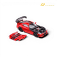 Lot57Supplies Diecast Shop: Transparent red 1:64 scale Hone Model Dodge Viper ACR with black racing stripes and magnetic hood open showing engine details.