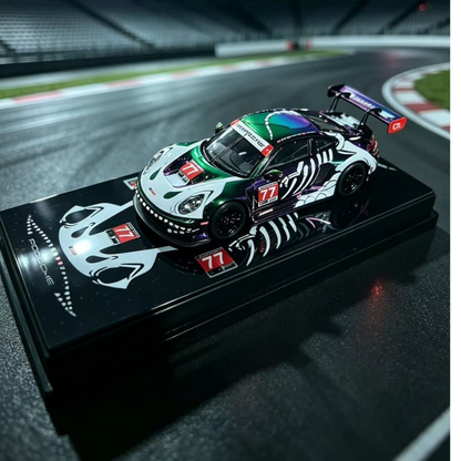 Lot57Supplies Diecast Shop HubAuto Porsche 911 GT3R 1:64 scale diecast model car with iridescent racing livery