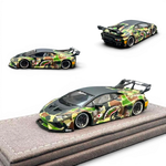 Lot57Supplies Diecast Shop 1:64 scale DAP Huracan LP610 LB-Silhouette Works diecast car with Bape camo livery.
