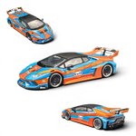 Lot57Supplies Diecast Shop 1:64 scale DAP Huracan LB-Silhouette Works widebody diecast car in iconic Gulf livery.