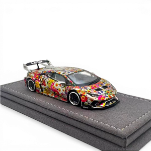 DAP Huracan LP610 LB-Silhouette Works diecast model in KiKi livery on a grey flocked base from Lot57Supplies Diecast Shop