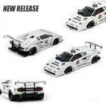 Lot57Supplies Diecast Shop Inno64 1:64 scale white Liberty Walk Lamborghini Countach diecast model with racing decals.