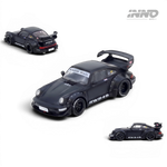 Lot57 Supplies Diecast Shop: Black Matt INNO64 RWB 964 Darth Vader 1:64 scale diecast model car with wide body kit.