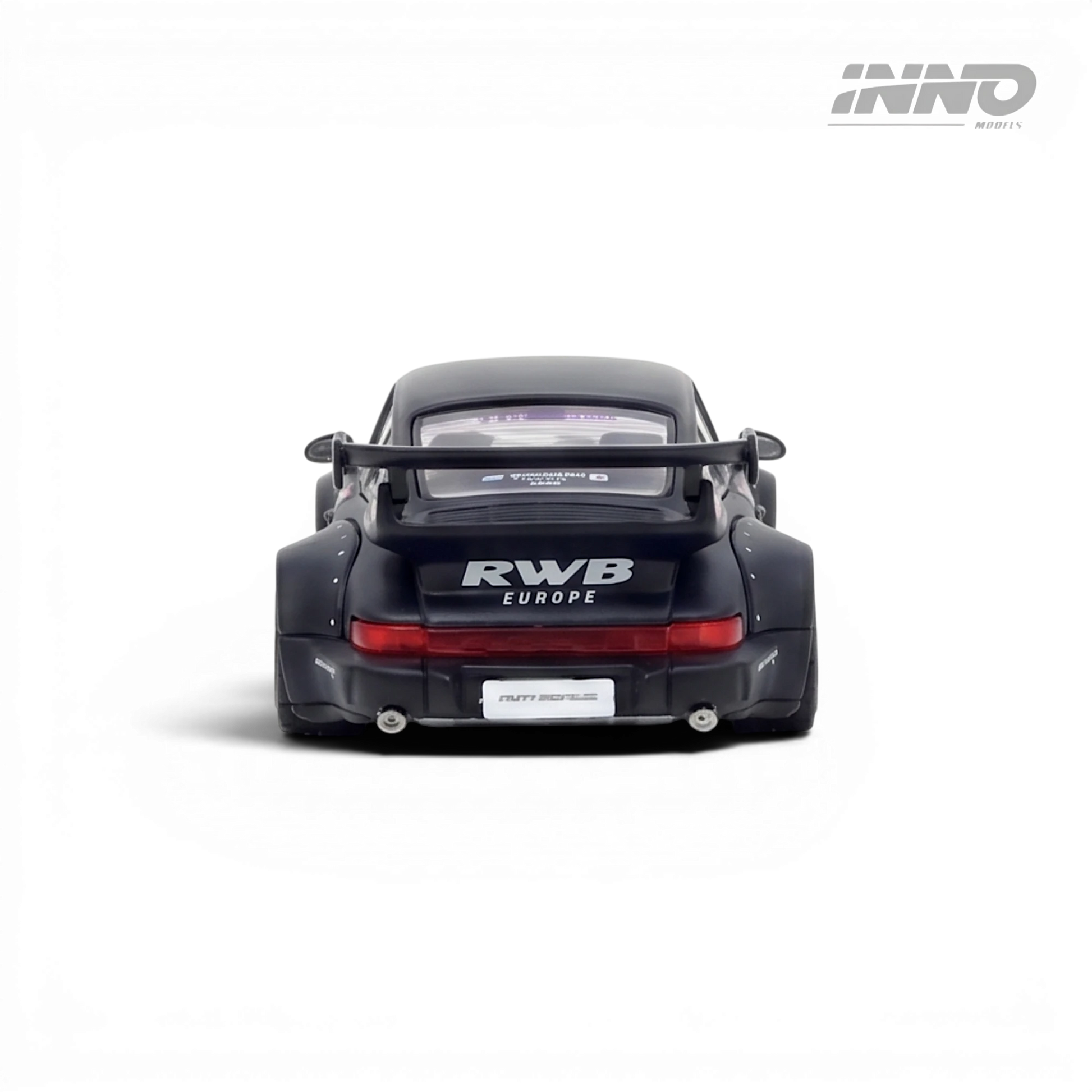 Lot57 Supplies Diecast Shop: INNO64 RWB 964 Darth Vader black matt 1:64 scale diecast model car rear view.