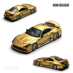 Lot57Supplies Diecast Shop Inno64 1:64 scale gold Top Secret V12 Toyota Supra A80 diecast model car.