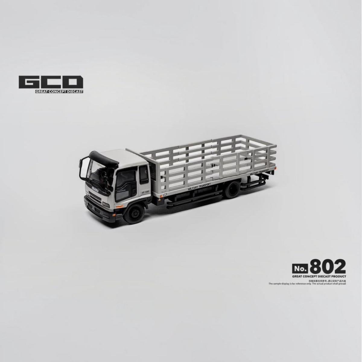 Lot57Supplies Diecast Shop 1:64 scale GCD Isuzu Forward dropside medium duty truck in Air Force Combat Grey
