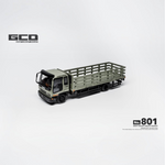 Lot57Supplies Diecast Shop 1:64 scale GCD Isuzu Forward dropside medium duty truck in military green diecast metal