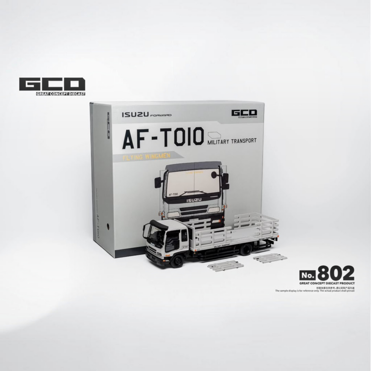 Lot57Supplies Diecast Shop 1:64 scale GCD Isuzu Forward dropside truck in Air Force Combat Grey with display box