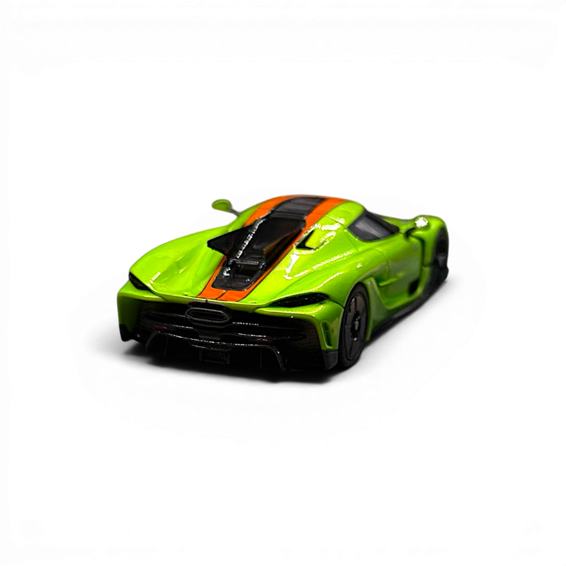 Lot57Supplies Diecast Shop GRYNING Jesko Absolut 1:64 scale model in Jesko Green and Sweet Mandarin with carbon fiber.