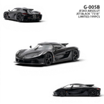 Lot57Supplies Diecast Shop GUO Jesko Absolut 1:64 scale resin model in jet black with intricate detailing.