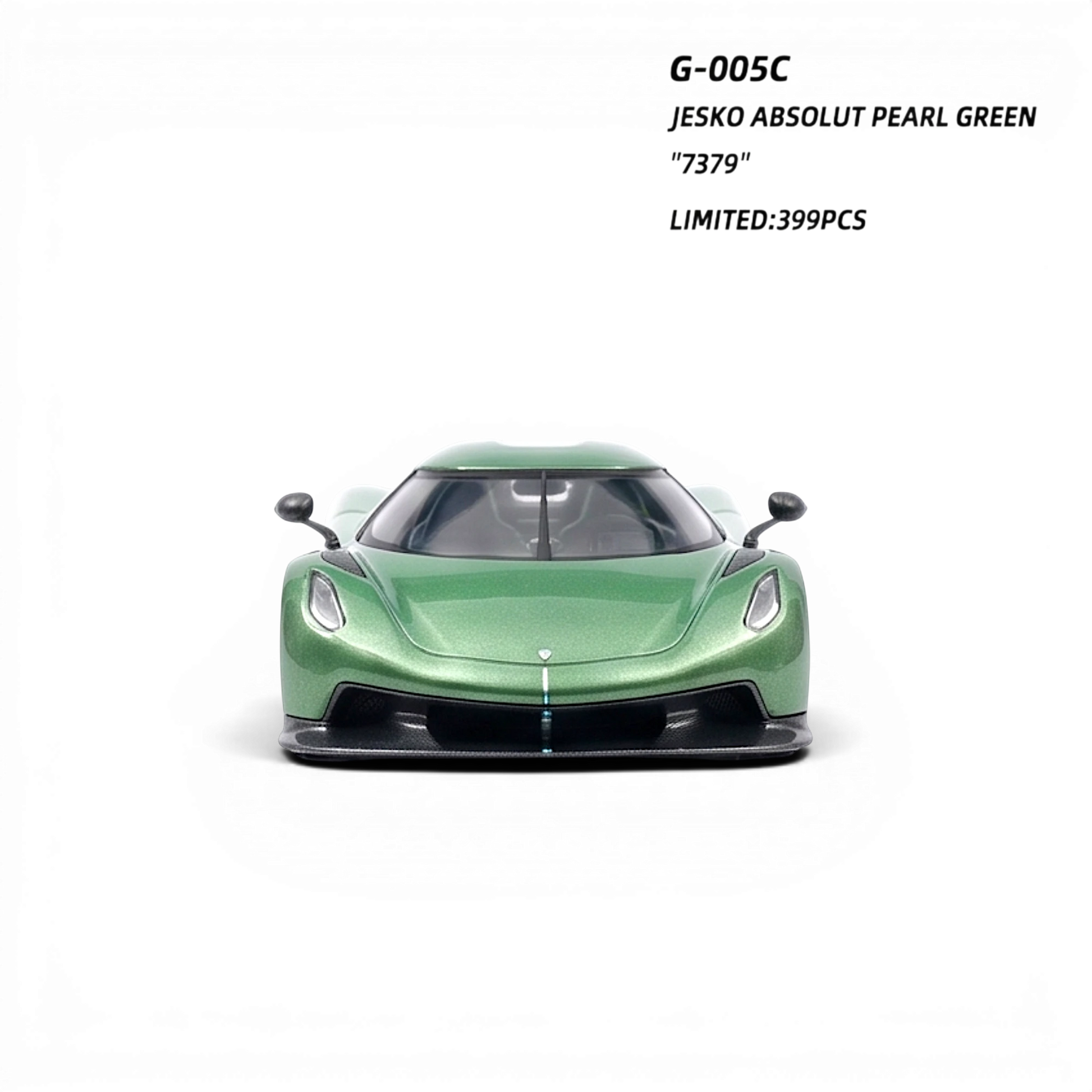Lot57Supplies Diecast Shop GUO Jesko Absolut 1:64 scale resin model car in pearl green with black accents.