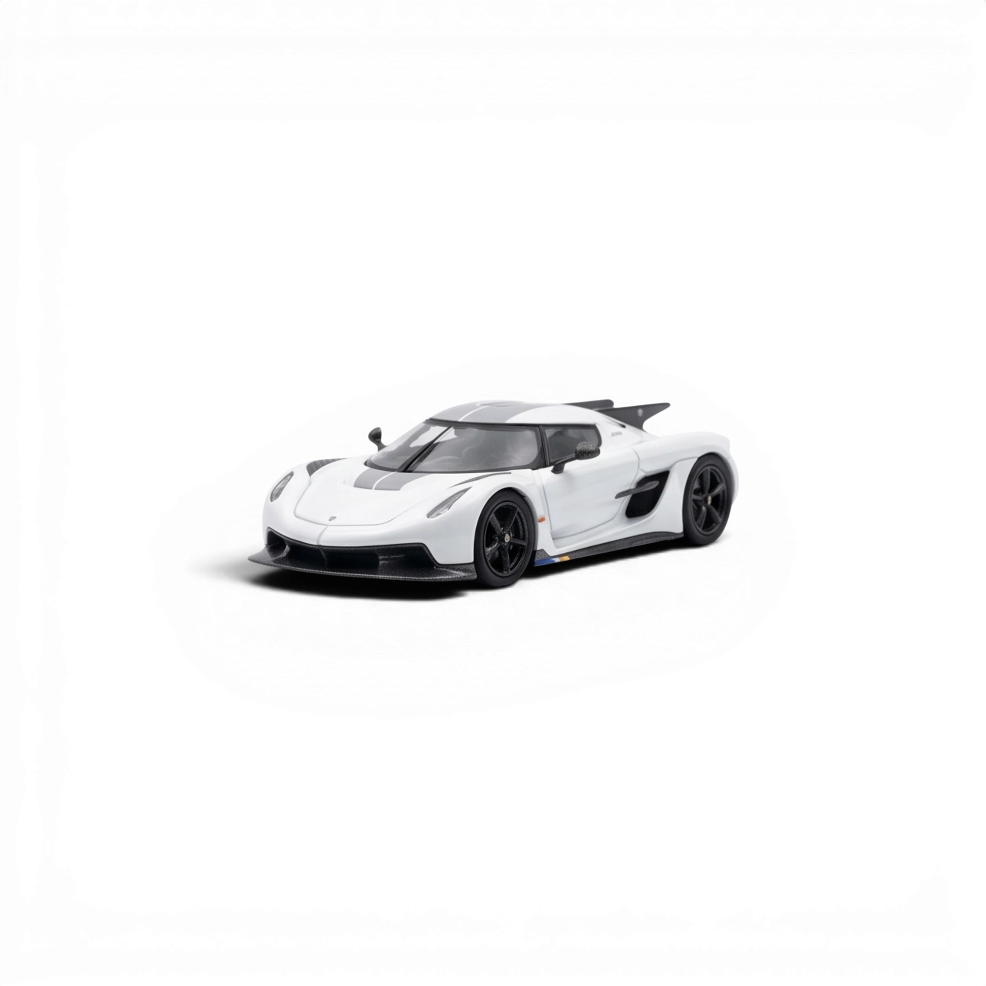 Lot57Supplies Diecast Shop GUO Jesko Absolut 1:64 scale white resin model car with grey racing stripes.