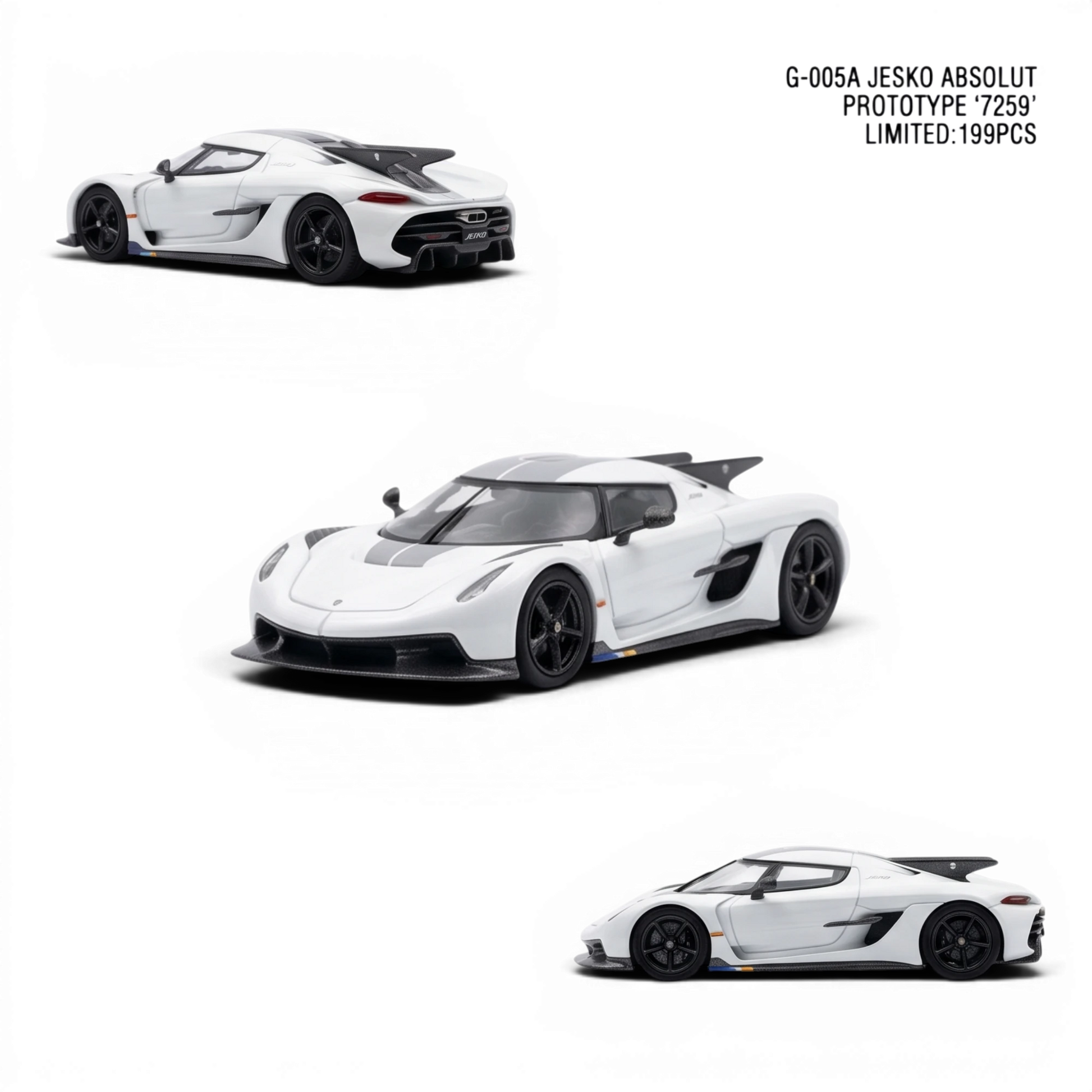 Lot57Supplies Diecast Shop white GUO Jesko Absolut 1:64 scale resin model car, Prototype 7259, limited edition.