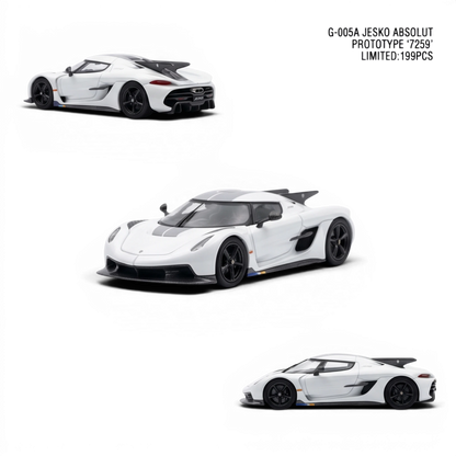 Lot57Supplies Diecast Shop white GUO Jesko Absolut 1:64 scale resin model car, Prototype 7259, limited edition.