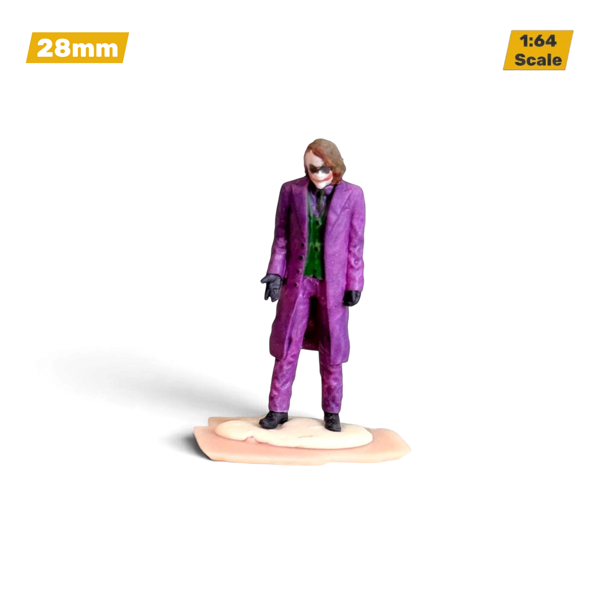 Lot57Supplies Diecast Shop 1:64 scale hand-painted resin Joker figure in a purple suit for diorama displays