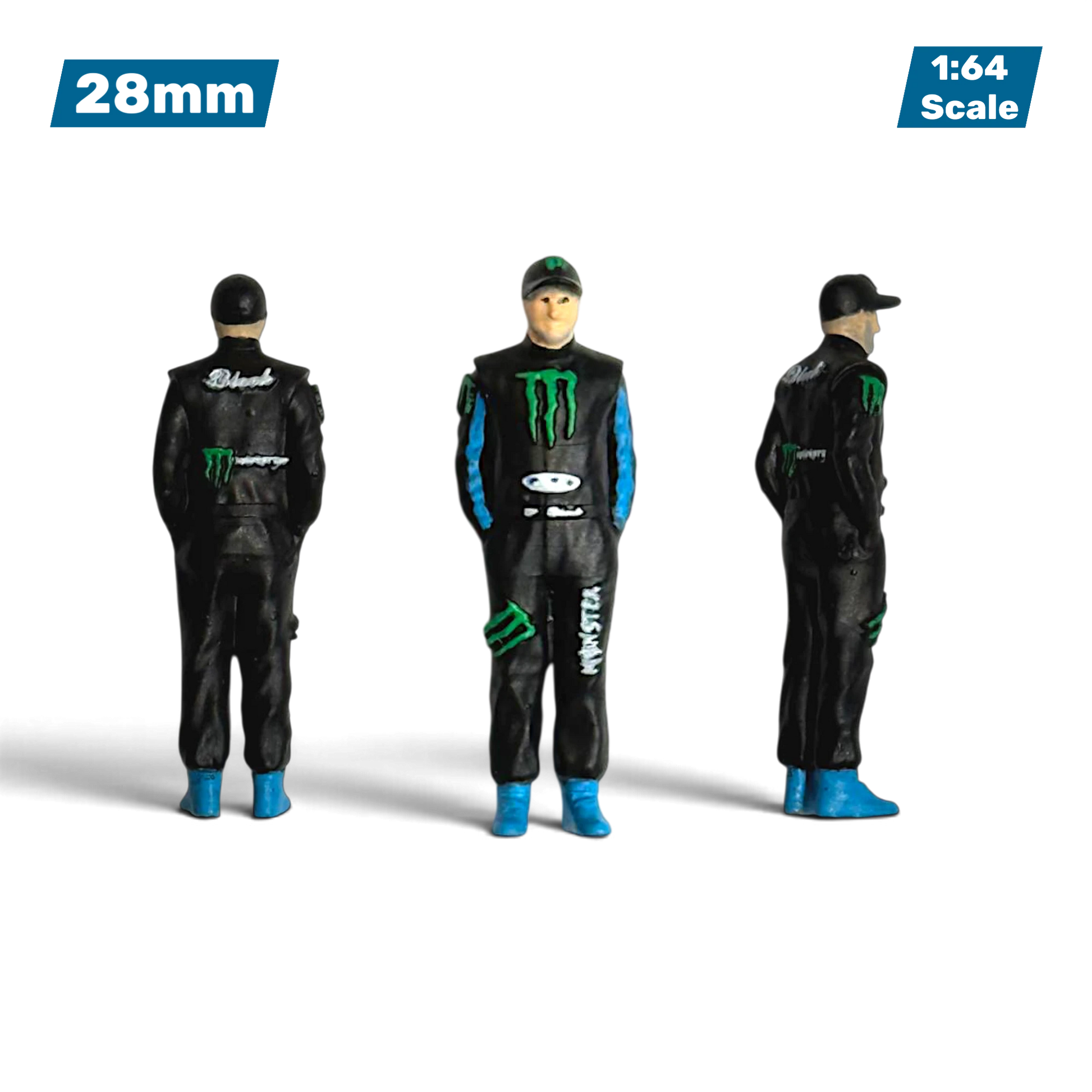 Lot57Supplies Diecast Shop 1:64 scale hand-painted resin Ken Block diorama figure in black and blue racing suit