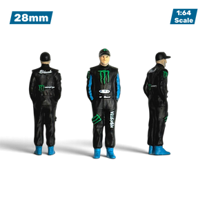 Lot57Supplies Diecast Shop 1:64 scale hand-painted resin Ken Block diorama figure in black and blue racing suit