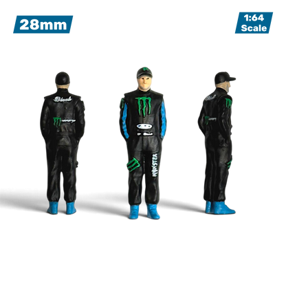 Lot57Supplies Diecast Shop 1:64 scale hand-painted resin Ken Block diorama figure in black and blue racing suit