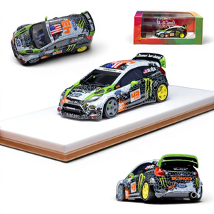 Lot57Supplies Diecast Shop Minicraftsman 1:64 resin Ken Block Ford Fiesta model car with Gymkhana livery and decals.