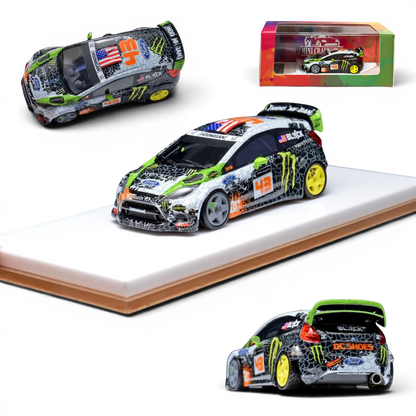 Lot57Supplies Diecast Shop Minicraftsman 1:64 resin Ken Block Ford Fiesta model car with Gymkhana livery and decals.