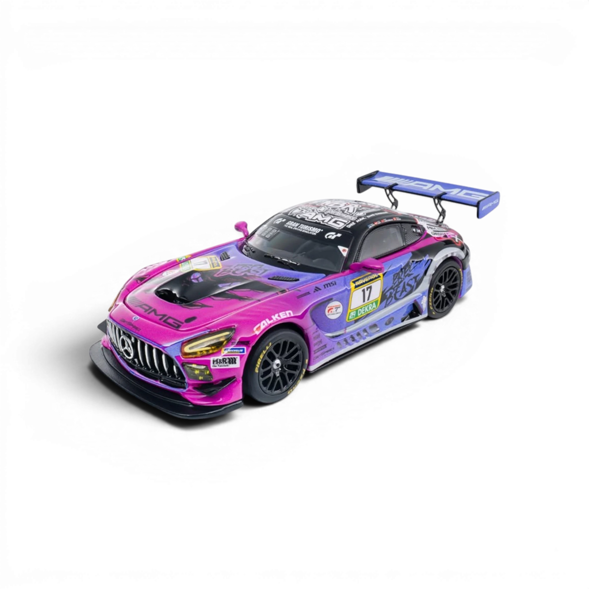 Lot57Supplies Diecast Shop KILO 1:64 scale Mercedes-AMG GT GT3 race car in pink and black livery