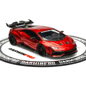 Lot57Supplies Diecast Shop 1:64 scale King Model x DarwinPRO Lilith Huracan in transparent red with black accents.