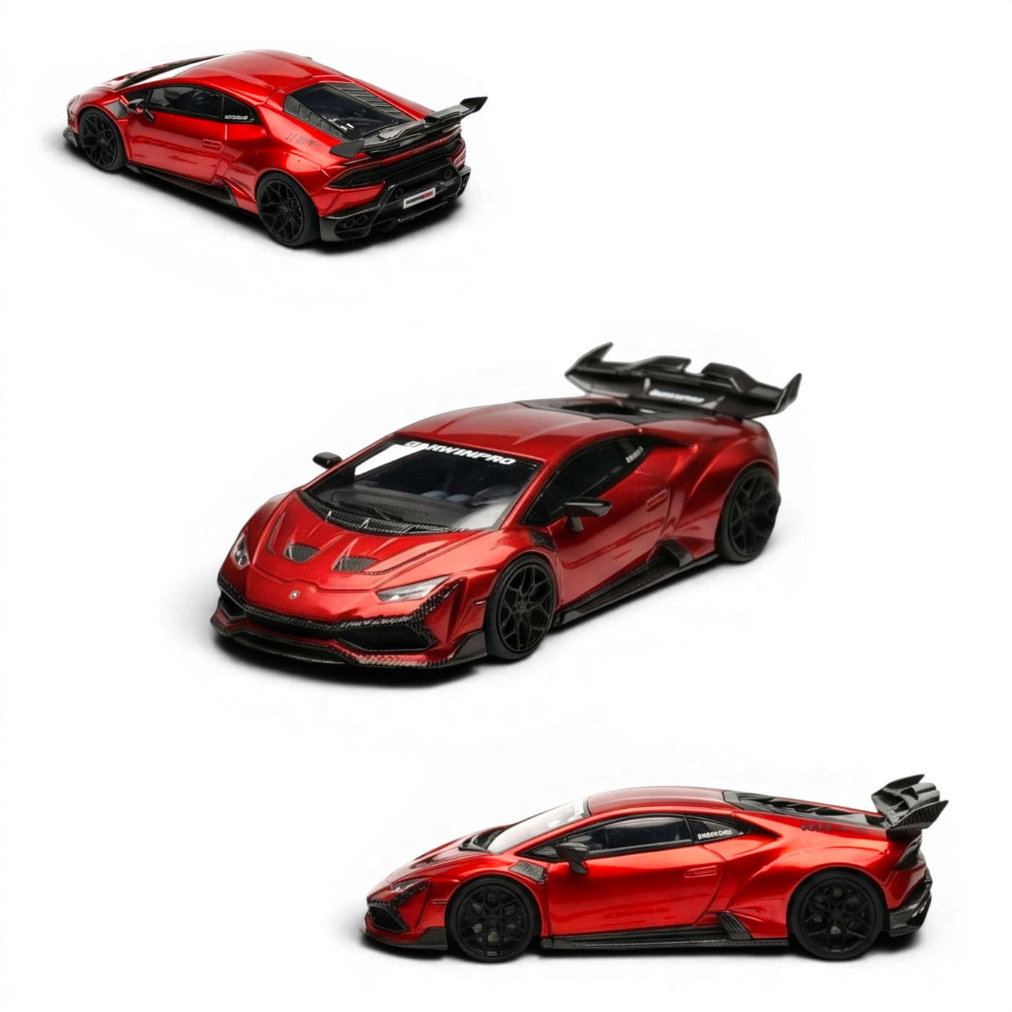 Lot57Supplies Diecast Shop King Model x DarwinPRO Lilith Huracan 1:64 scale diecast car in transparent red finish.
