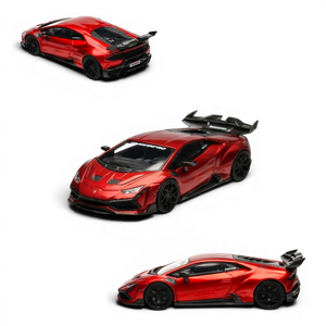 Lot57Supplies Diecast Shop King Model x DarwinPRO Lilith Huracan 1:64 scale diecast car in transparent red finish.