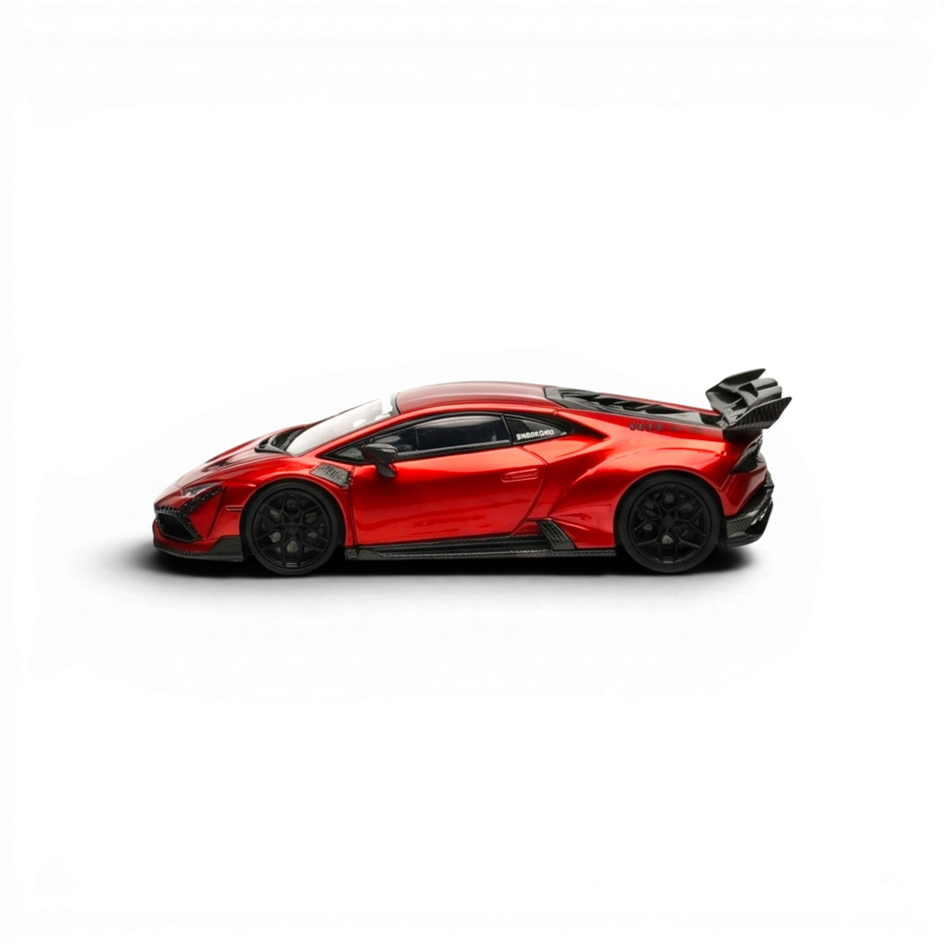 Lot57Supplies Diecast Shop 1:64 scale King Model x DarwinPRO Lilith Huracan diecast car in transparent red finish.