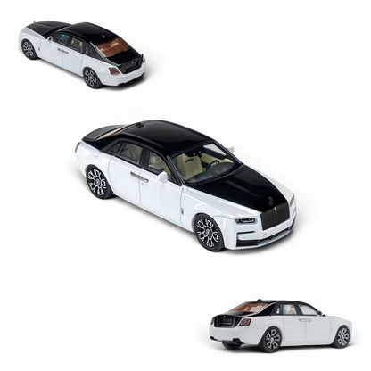 Lot57Supplies Diecast Shop KING MODEL 1:64 scale diecast Ghost car in a two-tone black and white finish