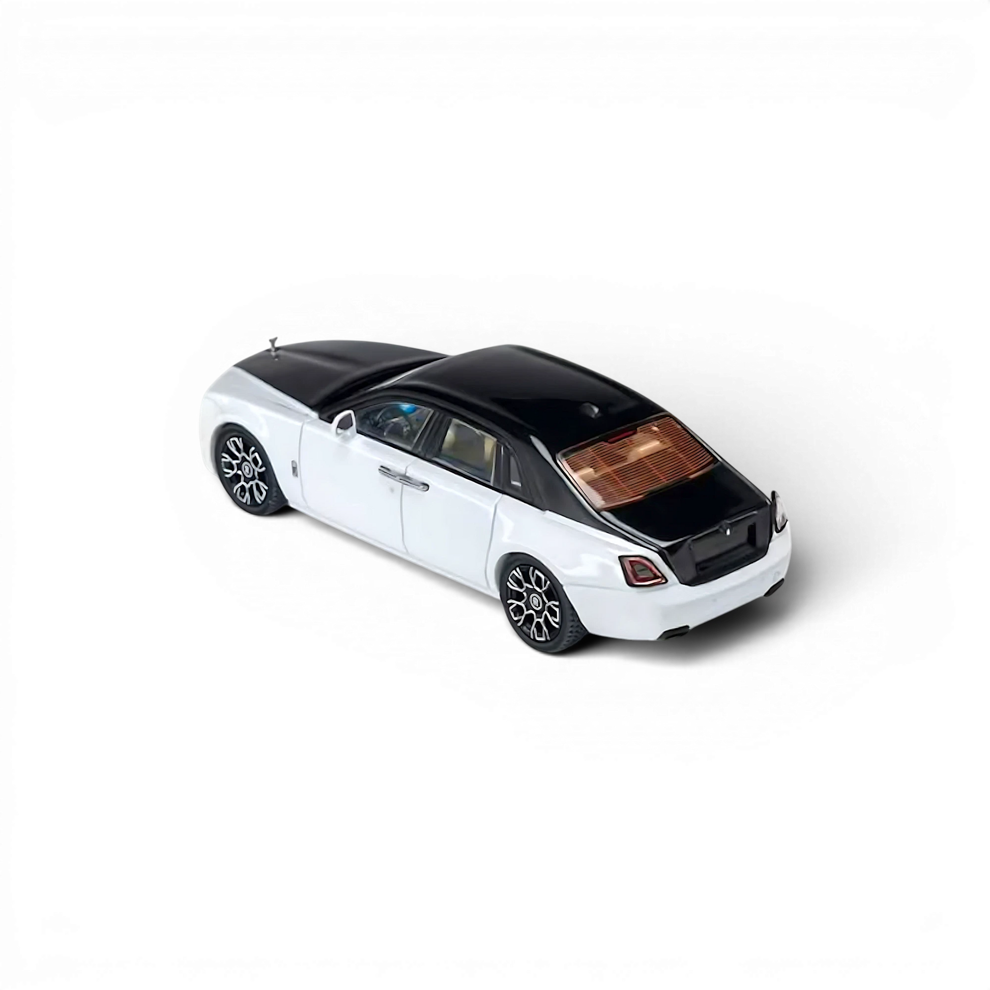 Lot57Supplies Diecast Shop KING MODEL Ghost 1:64 scale diecast car in a two-tone black and white finish