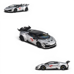 Lot57Supplies Diecast Shop KING MODEL DarwinPRO Huracan LILITH 1:64 scale diecast car in glossy silver with red decals.