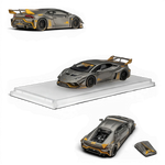 Lot57Supplies Diecast Shop King Model 1:64 LB-Works Lamborghini Huracan GT EVO in grey and gold with removable cover.