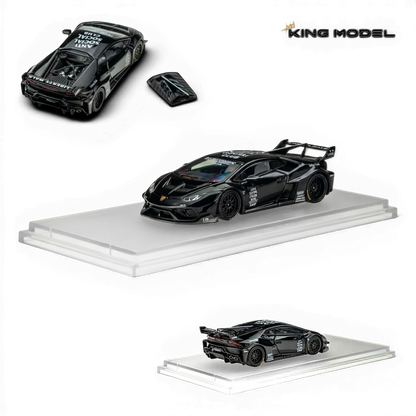 Lot57Supplies Diecast Shop King Model 1:64 black LB-Works Lamborghini Huracan GT EVO with removable engine cover