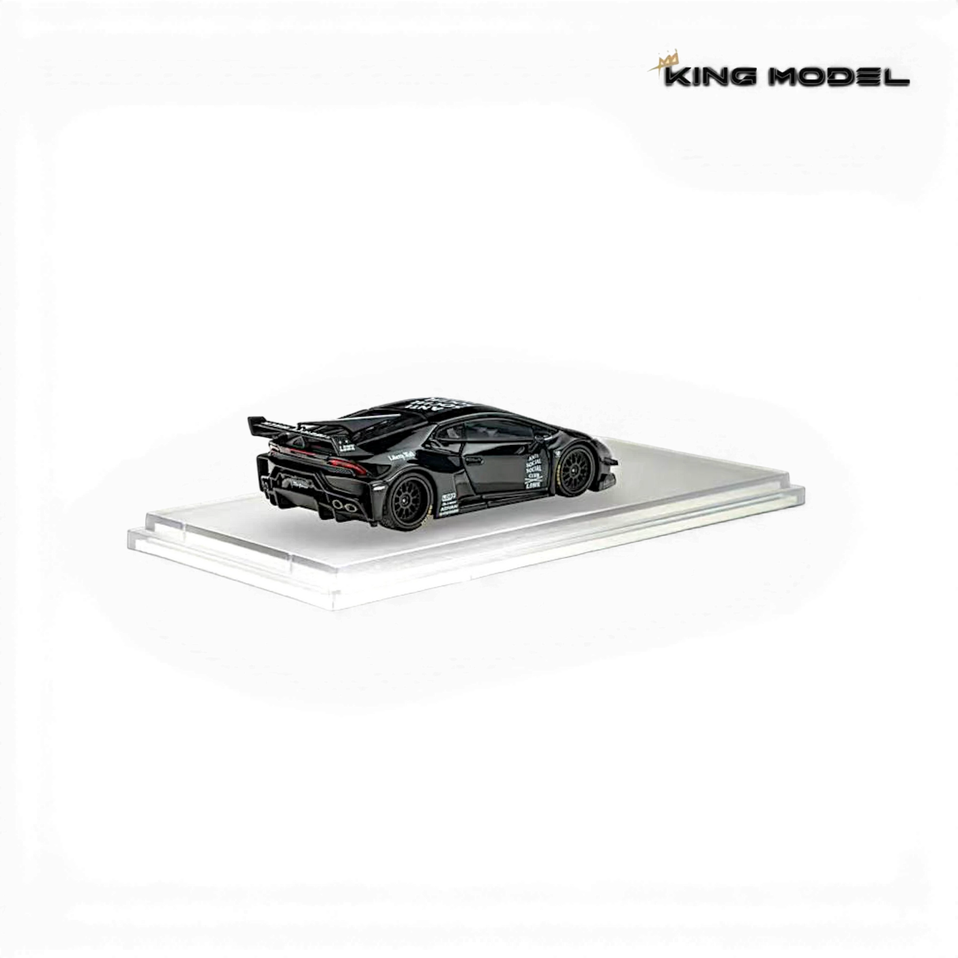 Lot57Supplies Diecast Shop King Model 1:64 scale black LB-Works Lamborghini Huracan GT EVO diecast car on display base