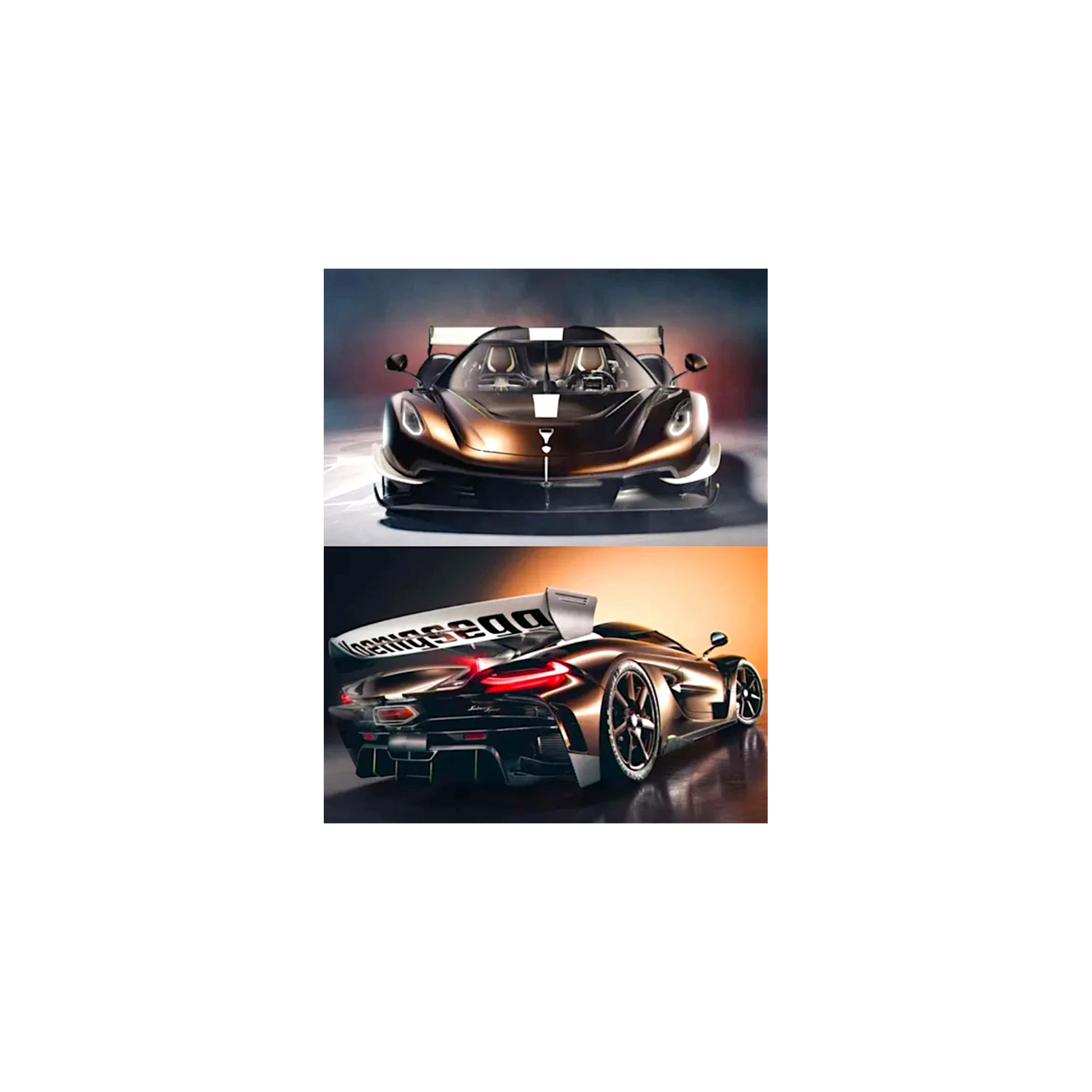 Lot57Supplies Diecast Shop ET Model 1:64 scale Koenigsegg Sadairs Spear diecast car in luxury aged copper finish.