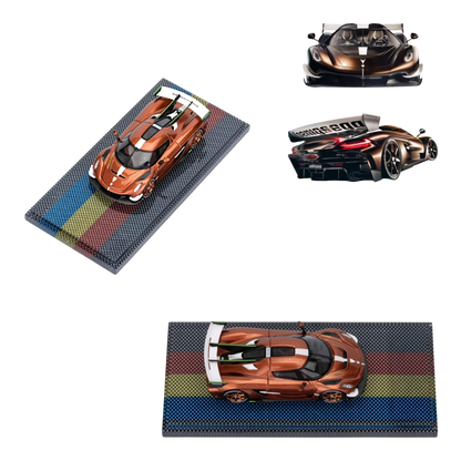 Lot57Supplies Diecast Shop ET Model 1:64 scale Koenigsegg Sadairs Spear diecast car in luxury aged copper finish.
