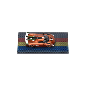 Lot57Supplies Diecast Shop 1:64 scale ET Model Koenigsegg Sadairs Spear diecast car in aged copper finish on display base