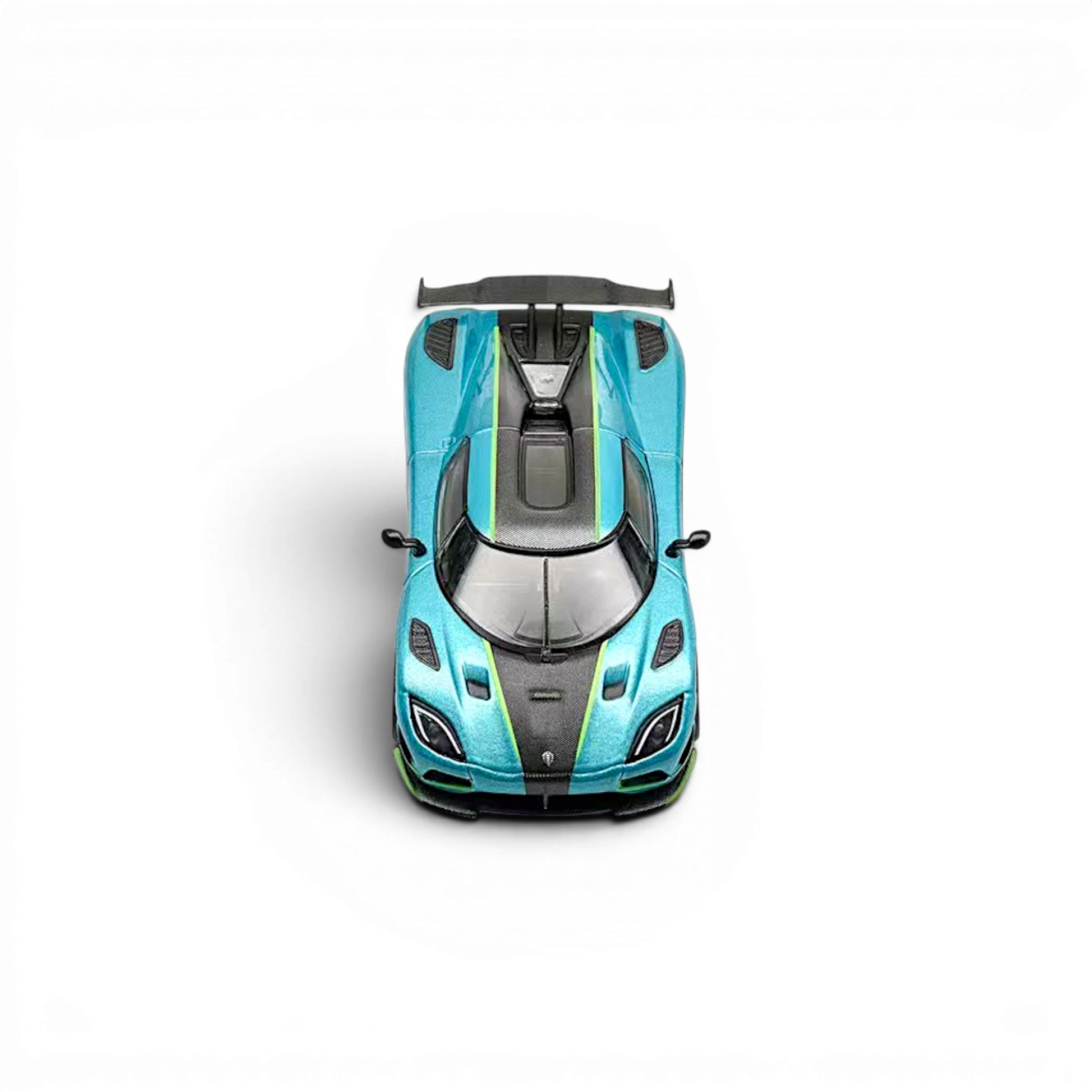 Lot57Supplies Diecast Shop HappyCar Koenigsegg Agera RS 1:64 scale diecast model car in metallic green top view