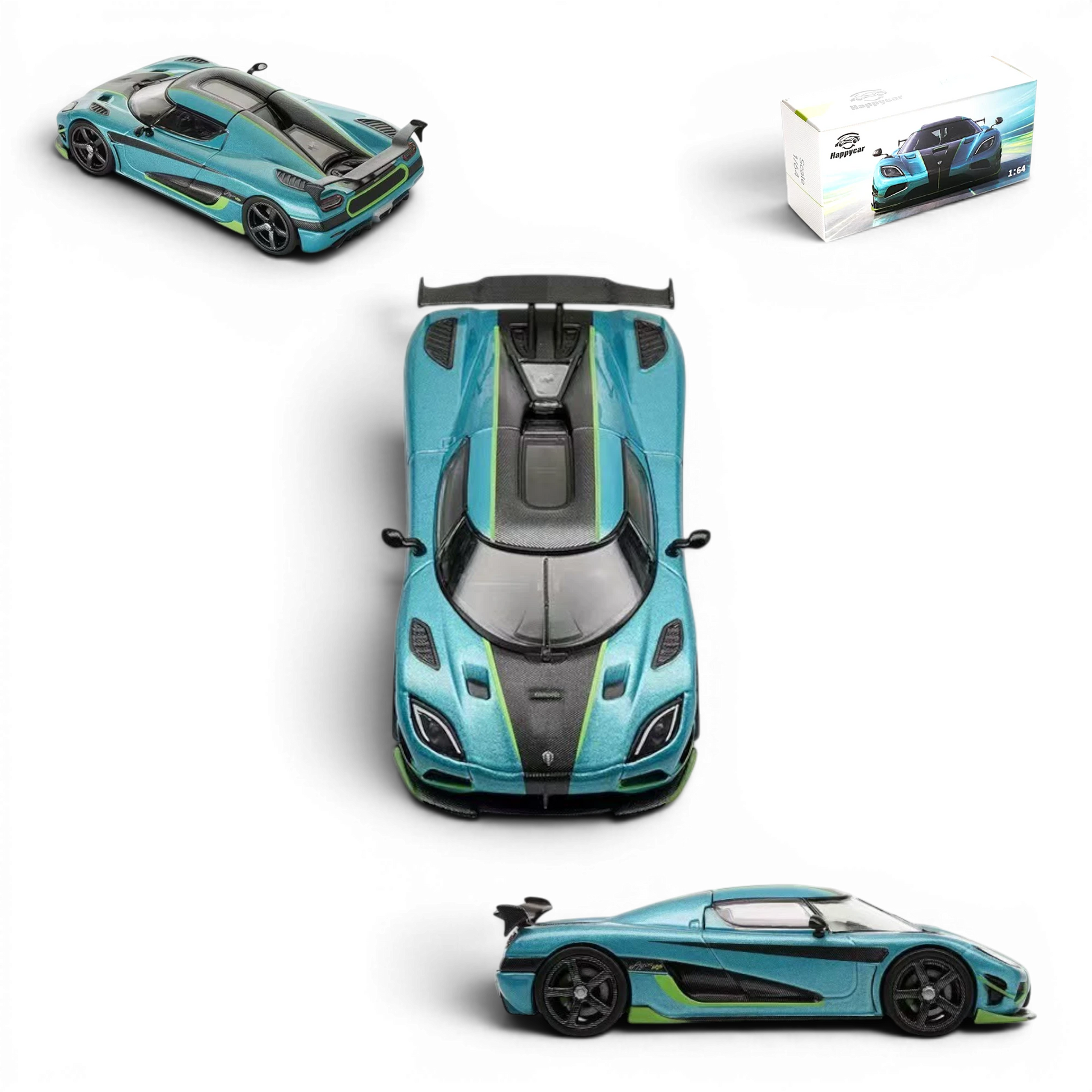 Lot57Supplies Diecast Shop HappyCar Koenigsegg Agera RS 1:64 scale diecast model car in green with display box