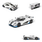 Lot57Supplies Diecast Shop HappyCar 1:64 scale white and blue Koenigsegg Agera RS diecast model car with display box