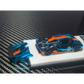 Lot57Supplies Diecast Shop 1:64 scale MC Koenigsegg CCGT diecast model in chrome Gulf blue and orange livery.